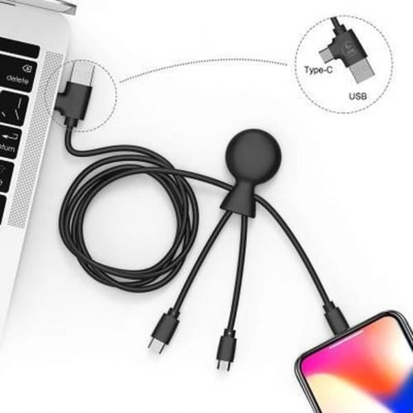 5 i 1 kabel Mr BIO USB A+C/micro USB, USB C, Lightning 1m XOOPAR Svart