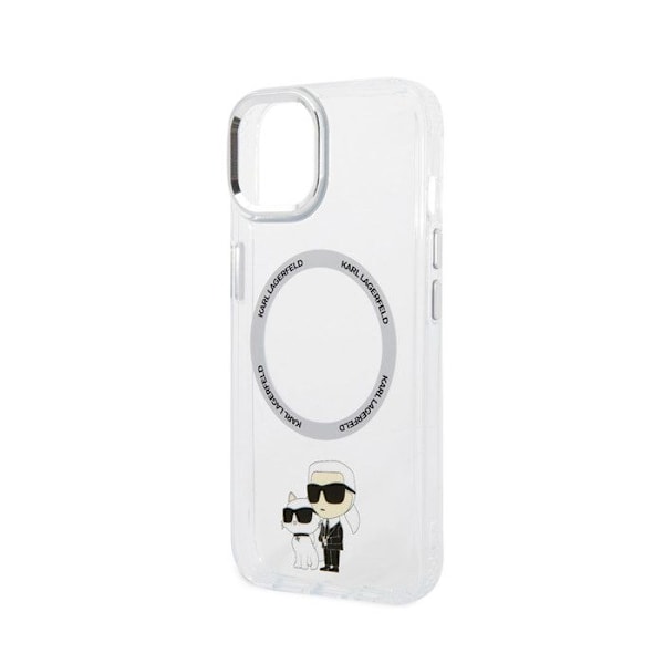 iPhone 15 Kuori Karl ja Choupette Printti MagSafe Yhteensopiva Karl Lagerfeld Läpinäkyvä Vit