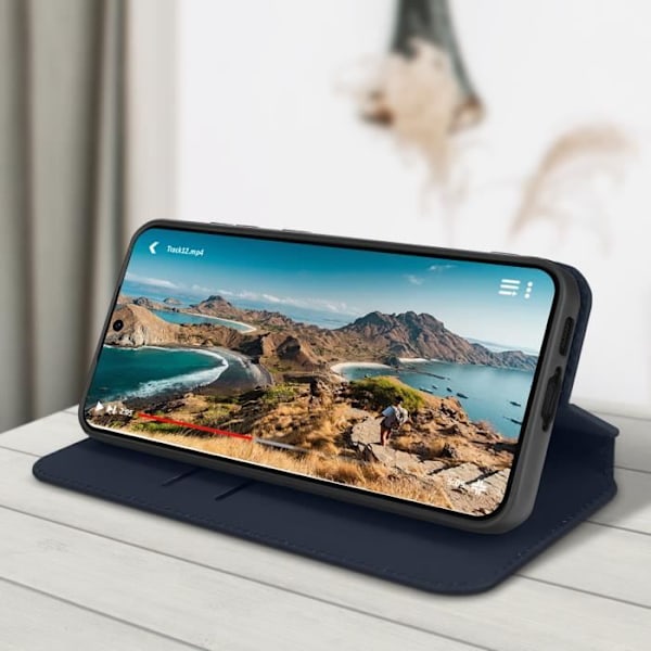 Fodral till Samsung Galaxy S23 FE - AVIZAR - Korthållare Video Support Magnetic Flip - Blå Blå