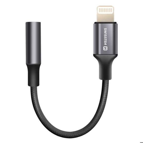 Audioadapter - Lightning til Jack 3.5 mm - Tekstil kabel - 15 cm - Kompatibel med Apple