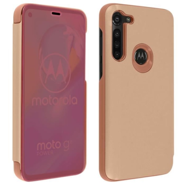 Motorola Moto G8 Power Flip Fodral Genomskinlig spegeldesign Videostöd Rosa Rosa