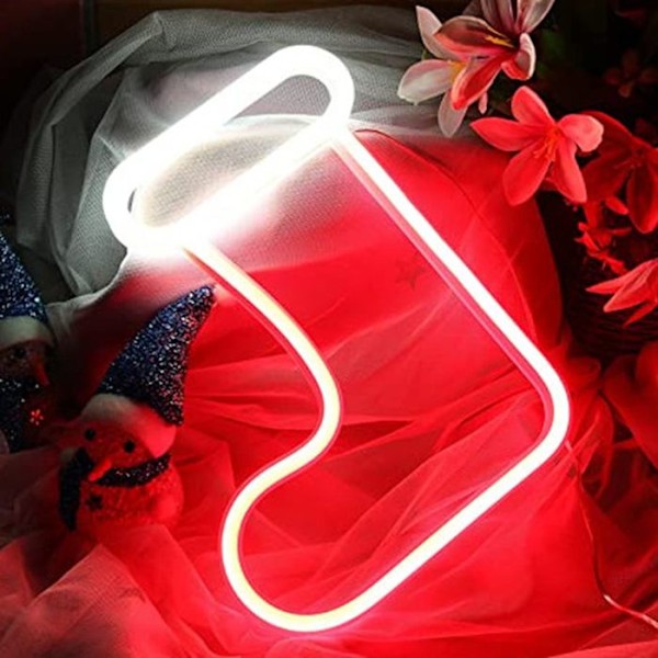 LED Neon Lamppu Joulusukka Seinäkiinnityksellä ja USB-A Portilla Punainen