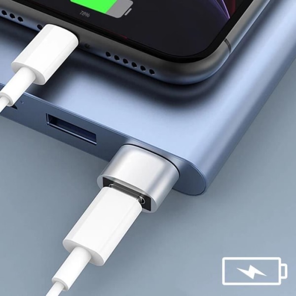 USB till USB-C Adapter Laddning och Data Sync Kompakt Silver