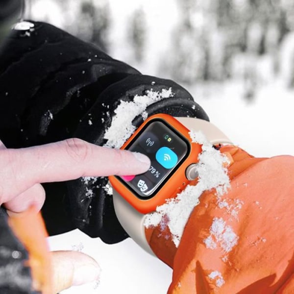 AVIZAR fodral för Apple Watch Series 7 (41 mm) - styvt, ultratunt, skyddsglas - orange