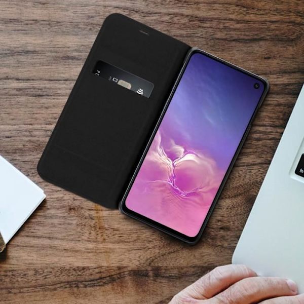 Housse til Samsung Galaxy S10e - MÆRKE - Stiv Cover - Stødabsorberende - Sort - Kortholder svart