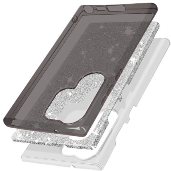 Glitter kotelo Samsung Galaxy S23 Ultra Semi-riid Spark Case mustalle