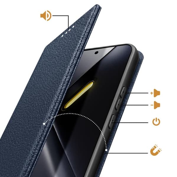 Plånboksfodral för Poco X8 Pro Max Litchi-textur med RFID-blockering Mörkblå Blå
