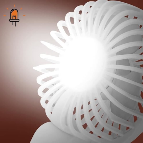 Mini Silent Portable Fan LED Display og integreret lampe LinQ White Vit