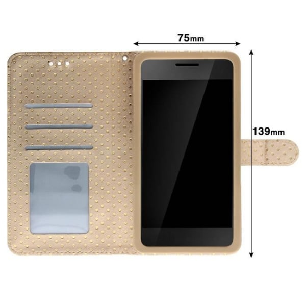 Universellt Smartphone Etui - AVIZAR - Guld Plånbokställ - Ekologisk Läder - Skrivbordsstöd - Inbyggd Spegel gyllene