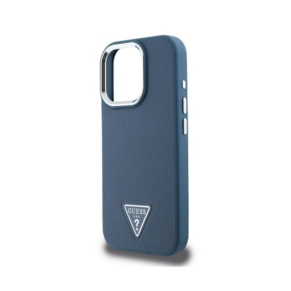 iPhone 16 Pro - Raskinapaina texture ja sininen Guess kolmio-logo Blå