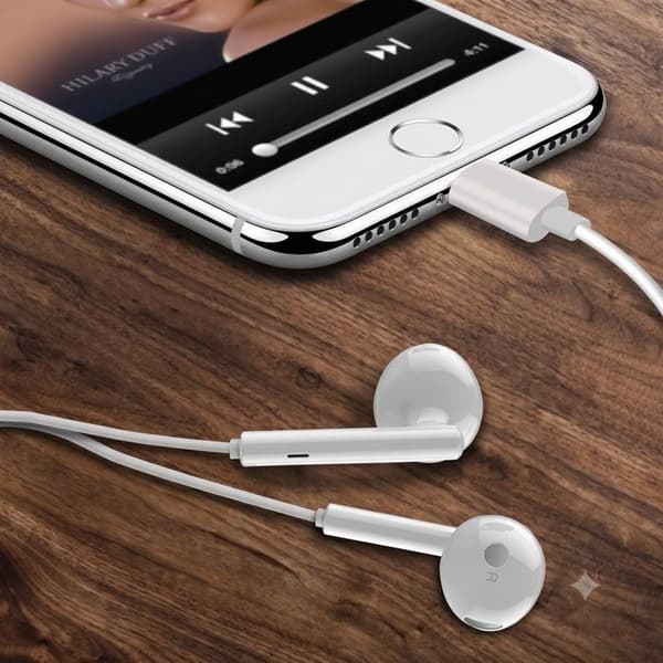 Lightning Hörlurar för iPhone XR med inbyggd mikrofon Vit Vit