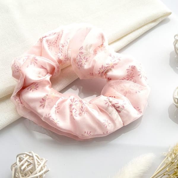 Chouchou - AVIZAR - Dobbelt Drapé Blomster - Delikat Voile - Rosa - Boheme-Chic Rosa