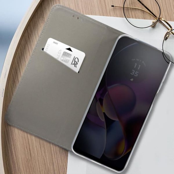 Fodral till Motorola Moto G5 - AVIZAR - Plånboksfunktion Magnetställ - Blå Blå