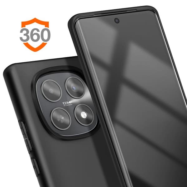 Coque Soft Touch til Redmi Note 15 5G / 4G med Glas i Helt Kant til Kant Xfm Sort Svart