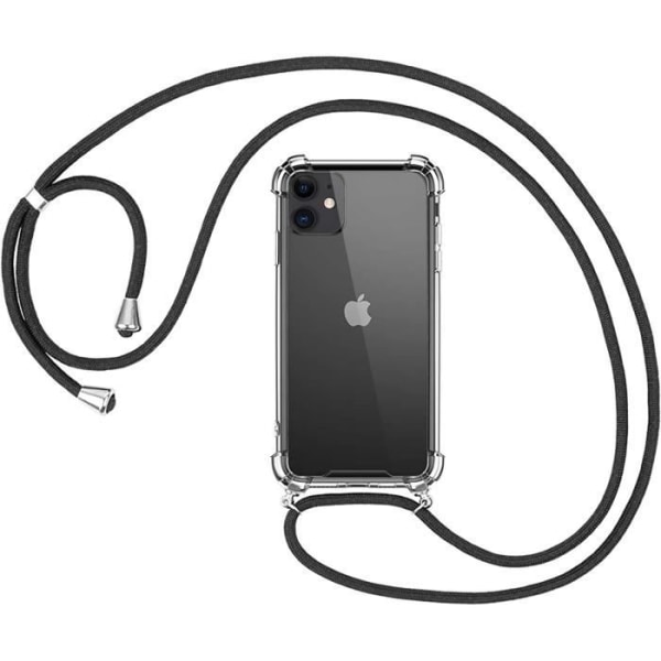 iPhone 11 etui med halskæde Halsbånd med snor iPhone 11 Transparent TPU Justerbar halskæde Mobiltelefon Lan A Svart