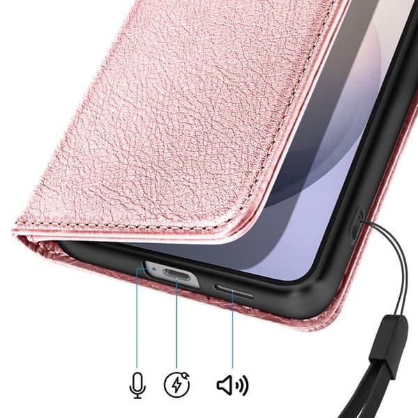 Plånboksfodral för Galaxy S26 Plus Chesterfield Grainé Ställfunktion Rosa Ros