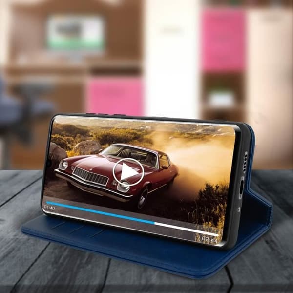 Folio portfölj - AVIZAR - P30 Pro - Mörkblå silikon - Videostöd - Kortfack Midnattsblå
