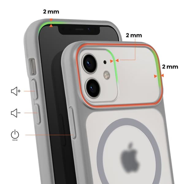 Skal för iPhone 12 / 12 Pro MagSafe Bimaterial Hård Baksida Grå Grå