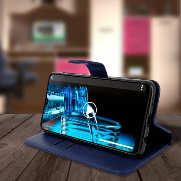 Plånboksfodral - AVIZAR - Samsung Galaxy A10 - Silikon gel - Mörkblå - Video stöd Midnattsblå