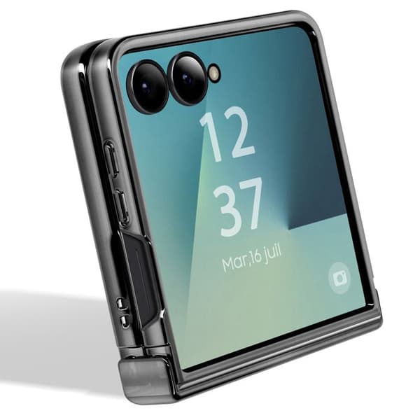 Coque til Galaxy Z Flip 7 Chromé med Sort Hinge Beskyttelse Svart