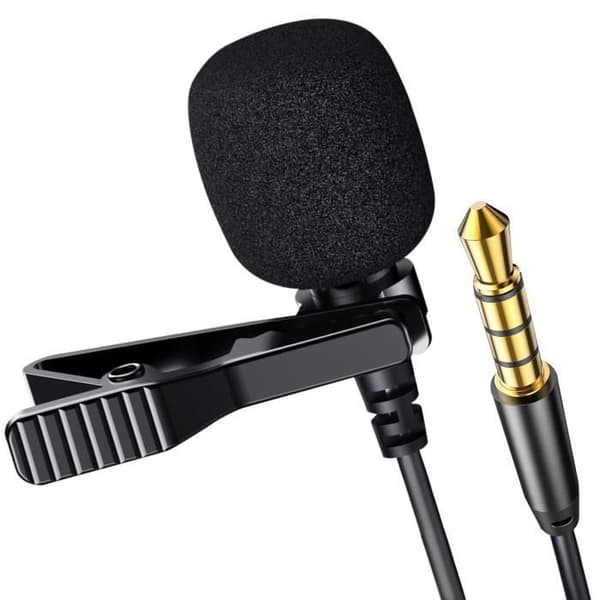 Microfon - Jack - Lydoptagelse - Støjdæmpning - 3,5 mm - Sort Svart
