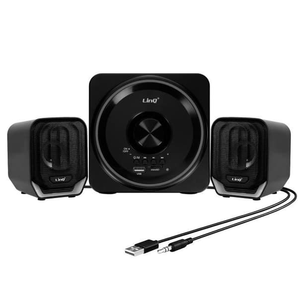 Bluetooth PC-højttaler - LinQ - Sort - Jackstik 3,5 mm - Micro SD-port - Kompakt design Svart