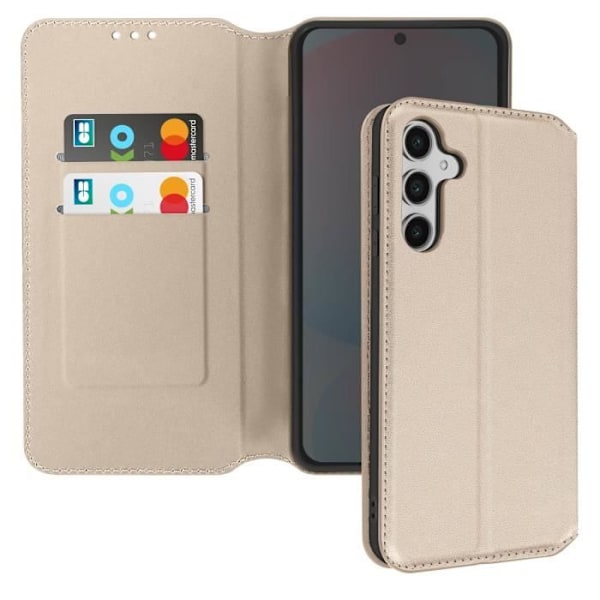 Etui för Samsung Galaxy S24 FE Klipp Portfölj och Videostöd Guld