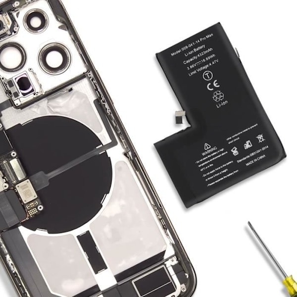 Lithium Ion Batteri AVIZAR BAT-PCB-14X til iPhone 14 Pro Max - 4323mAh - Sort Svart