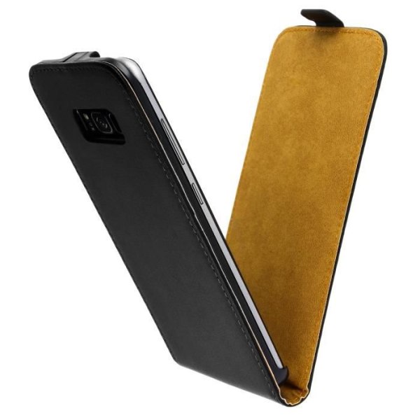 Housse Clapet Vertical Læder - AVIZAR - Samsung Galaxy S8 Plus - Fuld beskyttelse - Sort - Klap Svart