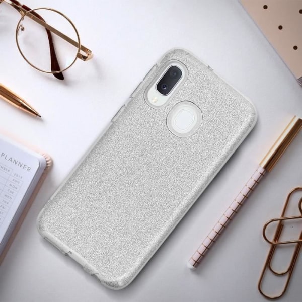 Beskyttelsesskal - AVIZAR - Samsung Galaxy A20e - Glitrende - Semi-hårdfør - Sølvgrå Silvergrå