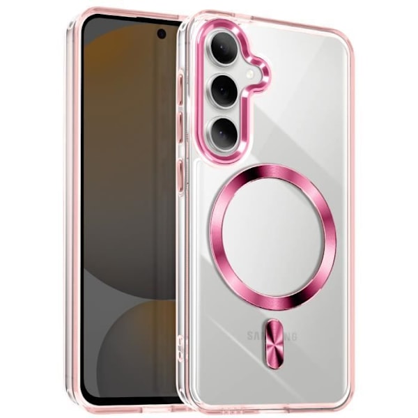 MagSafe-kuori Samsung Galaxy S24:lle ja S25:lle, vaaleanpunainen kristalliselkä Rosa