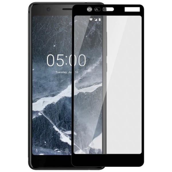 Skyddsfilm - AVIZAR - Nokia 5.1 - Härdat glas - Transparent med svart kontur - Reptålig Transparent med svart kontur