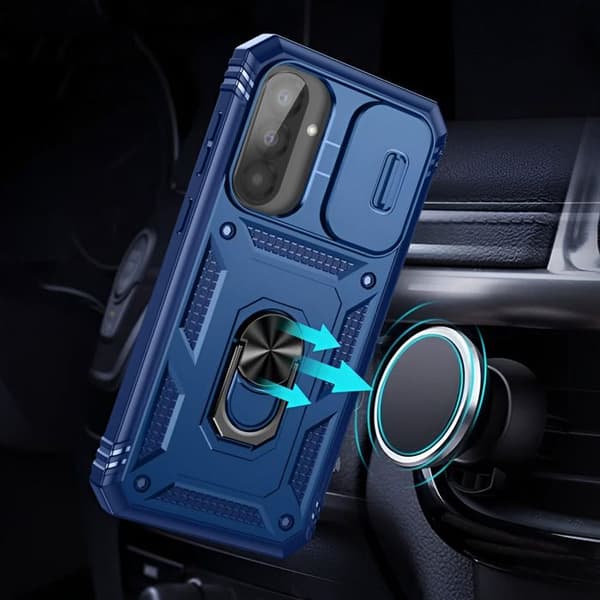 Coque Anneau - Samsung - Galaxy A56 - Kamera Beskyttelse - Magnetisk Ring - Blå Blå
