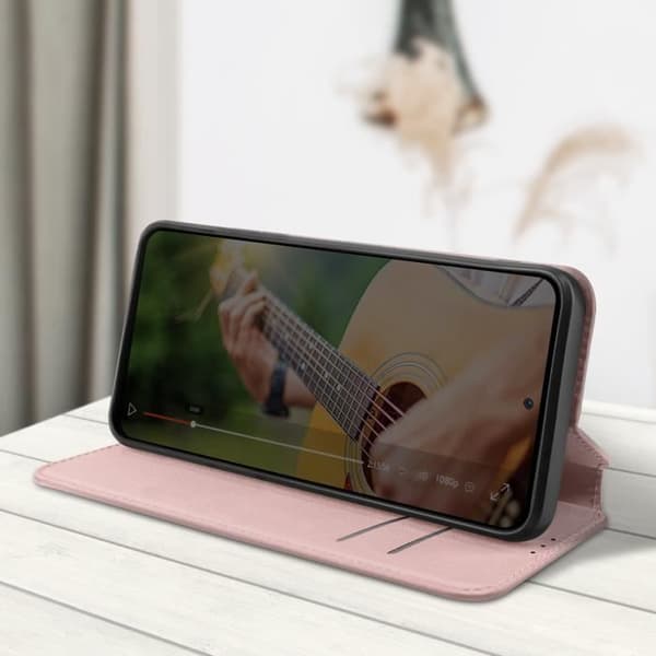 Smartphonefodral - AVIZAR - Xiaomi Redmi 6A - Rosa - Magnetisk flap - Videostöd Ros
