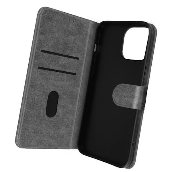 iPhone 14 Pro Max Case Flip Wallet Video Support Function Harmaa Grå
