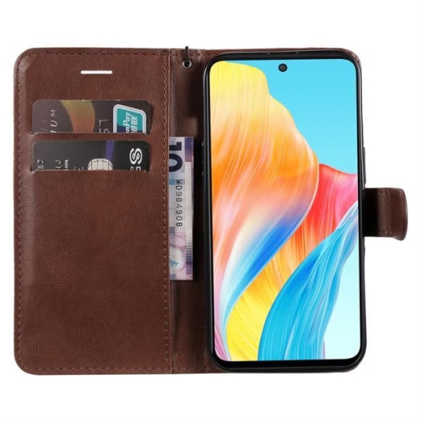 Kotelo Yhteensopiva Oppo A98-Oppo A1 5G-Oppo F23 6,72", Iskunkestävä Premium Leather Cover Flip Lompakkokotelo, Ruskea CS89 kastanj