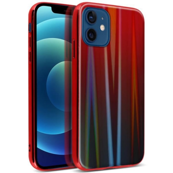 iPhone 12 Mini Holografinen Rainbow Kova Kotelo Aurora Red Collection