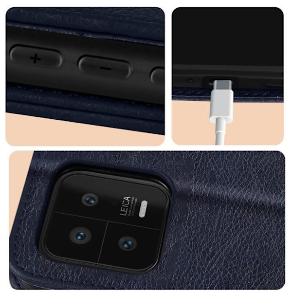 Kansi Xiaomi 13:lle - AVIZAR - Chesterfield-sarja - Kortin tallennus- ja videotuki - Keskiyönsininen Blå