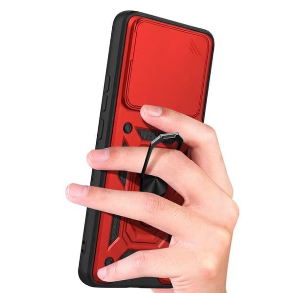 Coque Ring til Redmi Note 15 5G med Skydelåg til Kamera Mayaxess Rød Röd