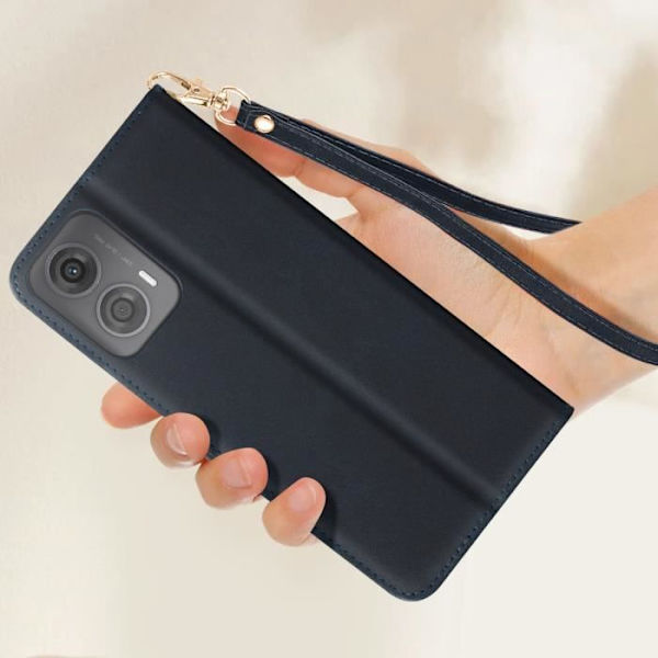 Taske til Motorola Moto G24 og G04 Wallet Support-håndledsrem midnatsblå Blå