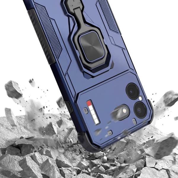 Cover til Nothing Phone 4b med roterende ring og støttefunktion i natblå Blå