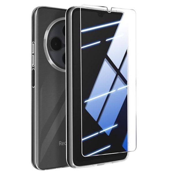 Beskyttelsespakke til Xiaomi Redmi 14C Soft Case og hærdet glas Mayaxess Transparent Transparent