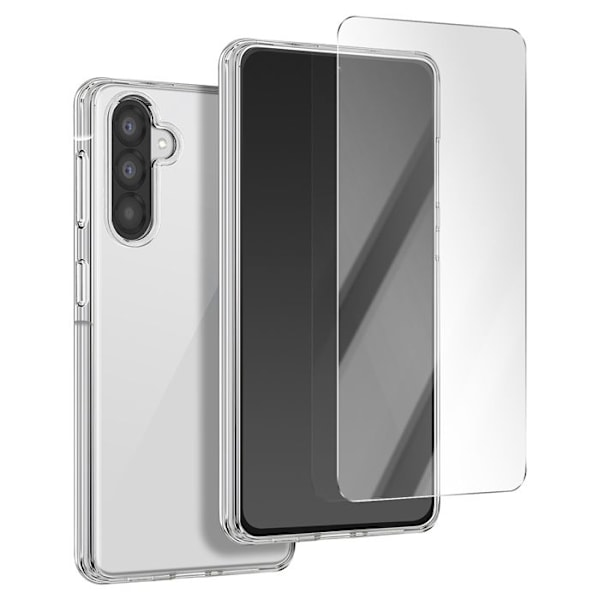 Suojapakkaus Galaxy A56: pehmeä TPU-kotelo ja 7H Moxie-lasitettu läpinäkyvä lasi. Vit