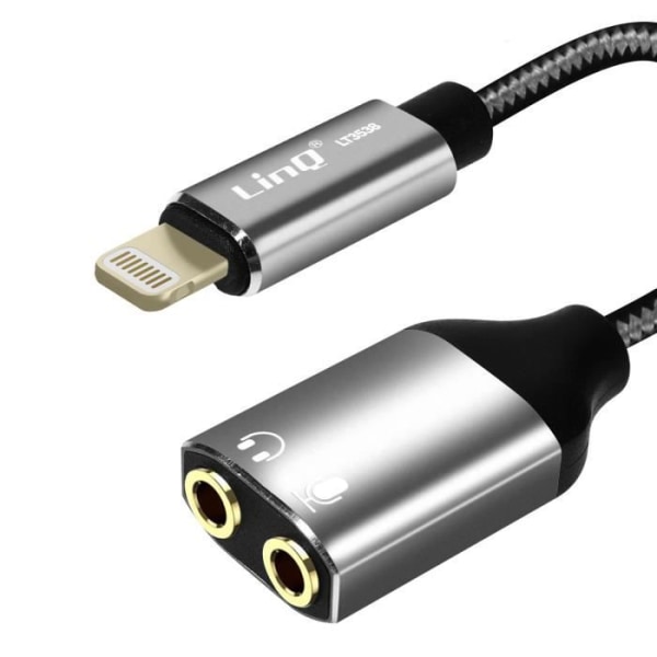 Ljudadapter Lightning till Double Jack 3,5 mm honhörlurar + mikrofon LinQ