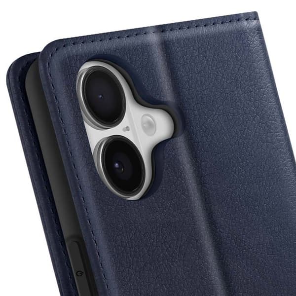 Plånboksfodral - AVIZAR - iPhone 17 - Syntetläder med prägling - Mörkblå - Stödfunktion Blå