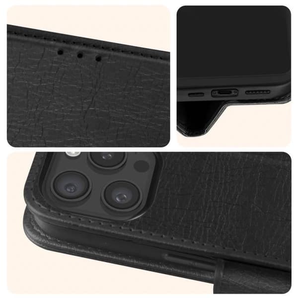 Taske til iPhone 15 Pro Max - AVIZAR - Chesterfield - Standfunktion - Sort Svart