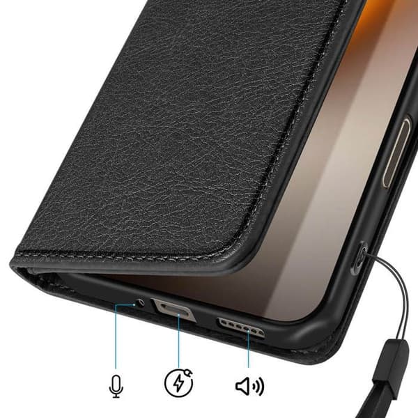 Folio-etui til Honor Magic 8 Pro Chesterfield-serien med støttefunktion i sort Svart