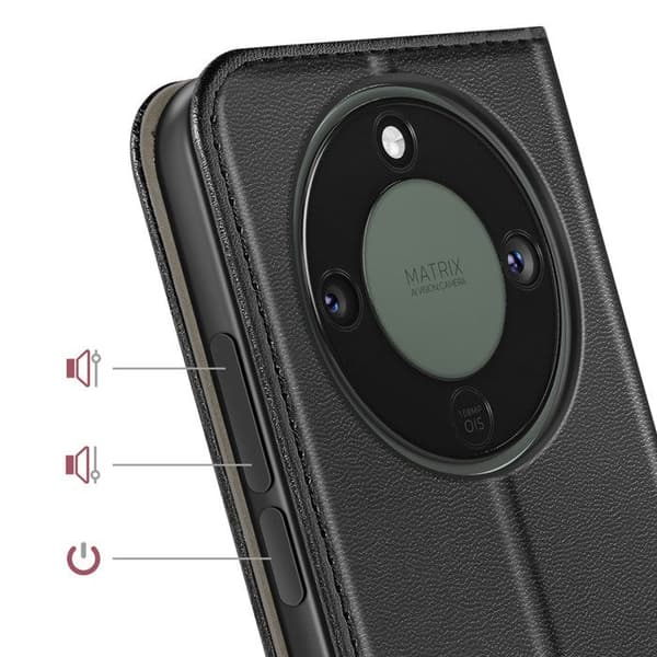 Folio-etui til Honor Magic 8 Lite med kortlomme og videostøtte i sort Svart