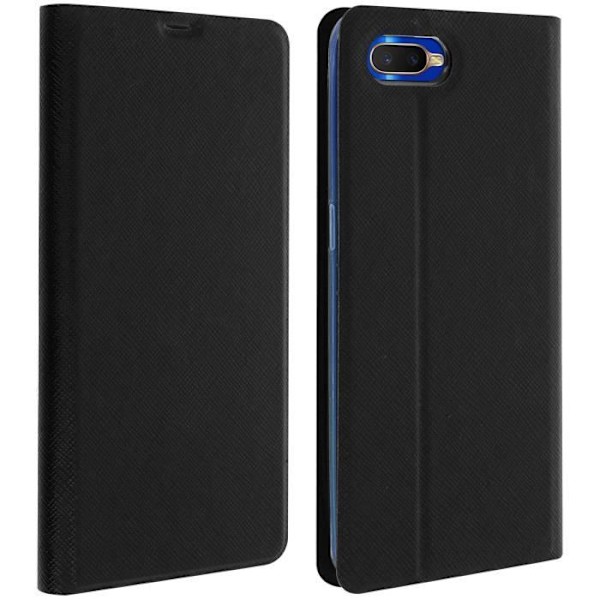 Housse Folio - BIGBEN - Oppo RX17 Neo - Ekologinen nahka - Tuki-toiminto - Korttipidike Svart