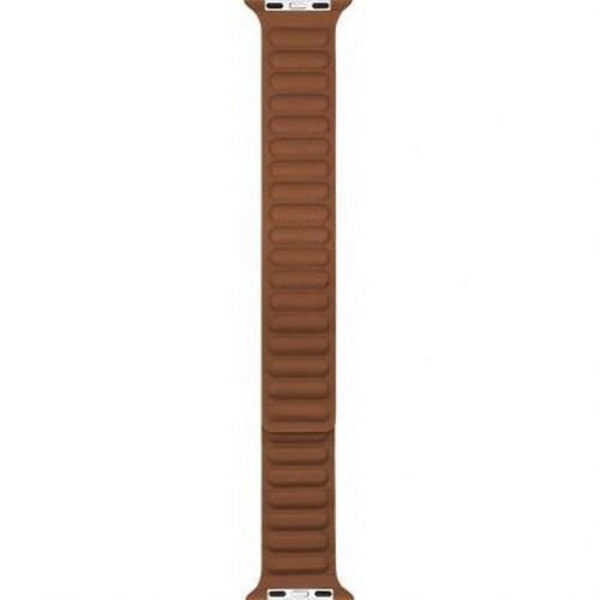 Armband i läder - BIGBEN CONNECTED - Apple Watch 42-49mm - Mörk orange - Polyuretan - Unisex kastanj